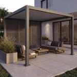 Pergola MCW-P65 mit 3x Lamellenwand, Terrassen&uuml;berdachung Garten...