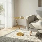 Beistelltisch Alu Gold 40x38cm Blattform Wohnzimmertisch Couchtisch Anstelltisch