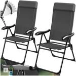 tectake&reg; Campingstuhl, klappbar, 7-fach verstellbare R&uuml;ckenlehne mit Kopfpolster,