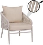 Aluminium-Gartenstuhl MCW-P90, Loungestuhl Sessel Outdoor, Seilgeflecht Rope