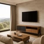 TV-Rack MCW-O40, Lowboard TV-Schrank 2 Schubladen T&uuml;ren Stauf&auml;cher, MDF Metall