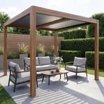 Pergola MCW-L46, Gartenpavillon Lamellen-Pavillon, 10cm-Aluminium-Gestell,...