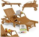 Juskys&reg; Sonnenliege SunScape - Akazie, Natur, ge&ouml;lt, klappbar, inkl. Klapptisch,