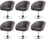 6er-Set Esszimmerstuhl MCW-F19, K&uuml;chenstuhl Drehstuhl Loungesessel, drehbar