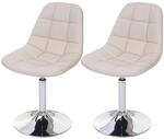 2er-Set Esszimmerstuhl MCW-A60, Stuhl Drehstuhl, Chrom ~ Kunstleder creme