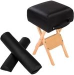 tectake&reg; Hocker mit 2 Lagerungsrollen, aus Holz und Kunstleder, gute Polsterung,