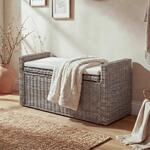 Sitzbank Genua Garderobenbank Bank Sitzhocker, mit Stauraum Kissen Kubu Rattan...
