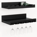 2er-Set Weinregal MCW-P22, Glas-/Flaschenhalter Wandbar f&uuml;r 6 Flaschen/15...