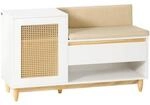 SoBuy Schuhbank mit einer Schublade Wei&szlig; 100x35x60cm Rustikal