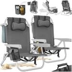 tectake&reg; Aluminium Strandstuhl, klappbar, mit Rucksackfunktion, 5-fach verstellbare