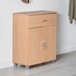 Schuhschrank FineBuy Schuhkommode Buche Optik 60 cm mit Schublade und 2 T&uuml;ren