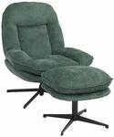 Relaxsessel mit Hocker MCW-P32, Fernsehsessel Nosagfederung, drehbar Metall