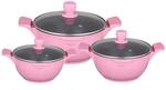 Kochtopfset 20-24-28cm 6-tlg Pink
