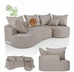 Juskys Sofa Tirano - Ecksofa L-Form, inkl. Kissen, 4-Sitzer Eckcouch, Samt Beige &