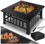 KESSER&reg; Feuerstelle mit Grillrost & Grillzange Feuerschale 82x82x50cm, 3in1