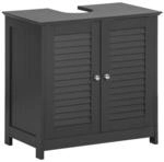 SoBuy Waschbeckenunterschrank mit 2 T&uuml;ren Dunkelgrau 60x35x58cm Modern