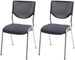 2er-Set Besucherstuhl H401, Konferenzstuhl stapelbar, Stoff/Textil ~ Sitz...