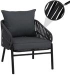 Aluminium-Gartenstuhl MCW-P90, Loungestuhl Sessel Outdoor, Seilgeflecht Rope