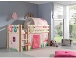 Vipack Spielbett Pino, Kiefer massiv natur mit Vorhang, Tunnel und 3 Taschen -...