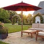 Gastronomie Holz-Sonnenschirm MCW-C57b, Gartenschirm, Polyester/Holz 14kg, rund...
