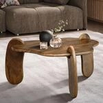 Couchtisch Mango Massivholz &Oslash;78cm Design Wohnzimmertisch in organischer Form