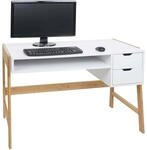 Schreibtisch MCW-K12, B&uuml;rotisch Computertisch Arbeitstisch, Schublade, Bambus