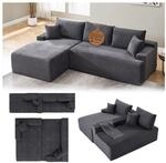 Juskys Sofa Coredo Links - Ecksofa 3 Sitzer, Couch in L Form mit Ottomane - Cord in