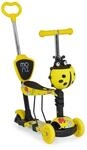 Moni Kinderroller Lollipop 3 in 1 Schiebestange, Sitz, PU-Vorderr&auml;der mit LED gelb