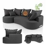 Juskys Sofa Tirano - Ecksofa L-Form, inkl. Kissen, 4-Sitzer Eckcouch, Samt Dunkelgrau