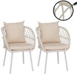 2er-Set Gartenstuhl MCW-Q38, Gartensessel Armlehne, Aluminium Seilgeflecht Rope...