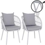 2er-Set Gartenstuhl MCW-Q38, Gartensessel Armlehne, Aluminium Seilgeflecht Rope...