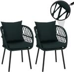 2er-Set Gartenstuhl MCW-Q38, Gartensessel Armlehne, Aluminium Seilgeflecht Rope...