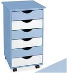 tectake&reg; Rollcontainer, aus Holz, 4 leichtg&auml;ngige, drehbare Doppelrollen, einfache