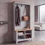 Garderobe MCW-P28, Standgarderobe Schuhregal Sitzbank, 3 Haken 4 Stauf&auml;cher...
