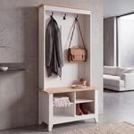 Garderobe MCW-P28, Standgarderobe Schuhregal Sitzbank, 3 Haken 4 Stauf&auml;cher...