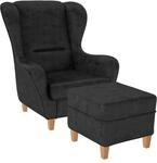 Supellex Sofia Ohrensessel mit Hocker Design Kunstleder Texas Anthrazit?