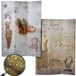 Foto-Paravent Retro, Raumteiler Trennwand, Glitzer Fashion MVG-zertifiziert ~