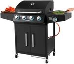 Steinborg Gasgrill 4 Brenner mit Seitenbrenner Beleuchtete Drehkn&ouml;pfe