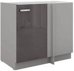 Eckunterschrank 105 Bianca Grau Hochglanz K&uuml;chenzeile K&uuml;chenblock K&uuml;che Grey