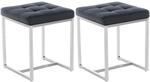 CLP 2er Set Edelstahl-Sitzhocker Barci Kunstleder I Moderne Hocker Mit Hochwertiger