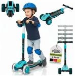 JUSKYS&reg; Kinderroller Lumox Blau - LED-Rollen mit 4-Farb-Blinkeinstellung,