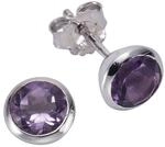 Zeeme Gemstones Ohrringe Silber 925 rhodiniert mit echtem Amethyst 7,5mm