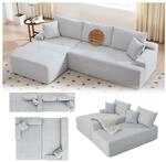 Juskys Sofa Coredo Links - Ecksofa 3 Sitzer, Couch in L Form mit Ottomane - Cord in