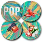 M&auml;ser Pizzateller, Porzellan Pop Blau, Gr&uuml;n, Rot, Wei&szlig;