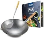 CLP Wok-Set aus Karbonstahl I Flacher oder runder Boden f&uuml;r Gas, Induktion und Grill