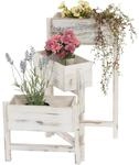 Pflanzregal H275, Standregal Blumenst&auml;nder Pflanzkasten, 65x108x15cm, Holz