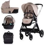 Chipolino Kinderwagen Elite 3 in 1 i-Size Babyschale Sportsitz Babywanne Tasche braun
