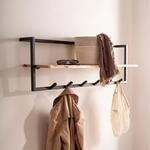 Wandgarderobe Akazie Massivholz 100cm H&auml;ngegarderobe Baumkante Industrial...