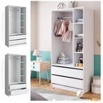 Vicco Kinderkleiderschrank Elmo 100 x 200 cm, Wei&szlig;, offen, Kinderzimmer, Garderobe