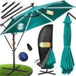 KESSER&reg; Alu Ampelschirm LED Solar + Abdeckung mit Kurbelvorrichtung UV-Schutz